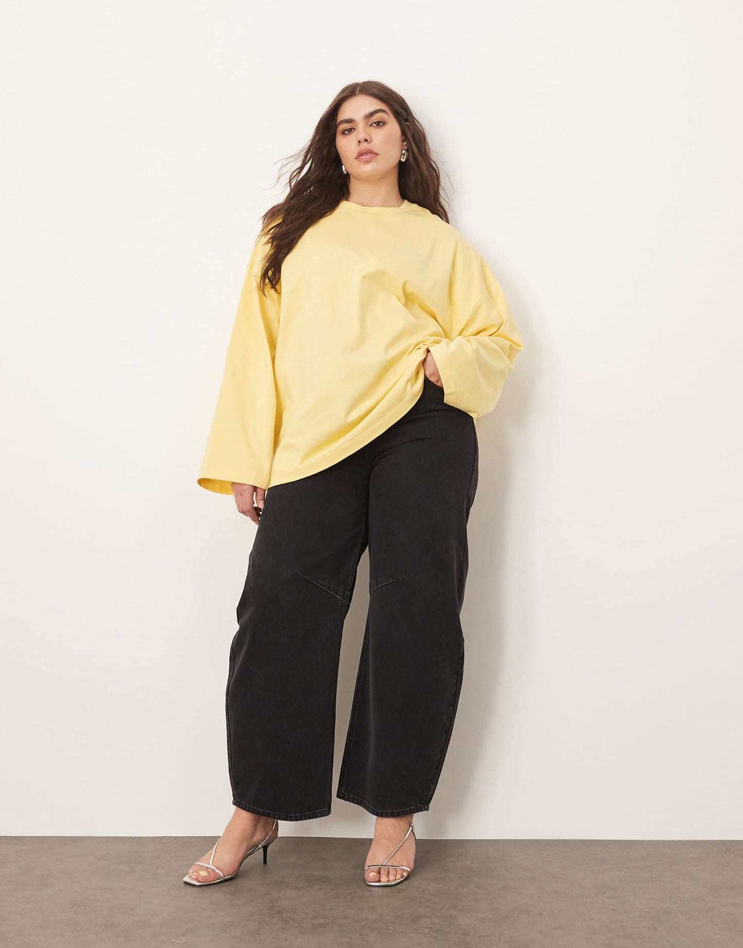 Curve Cotton Oversized Long Sleeve T-Shirt