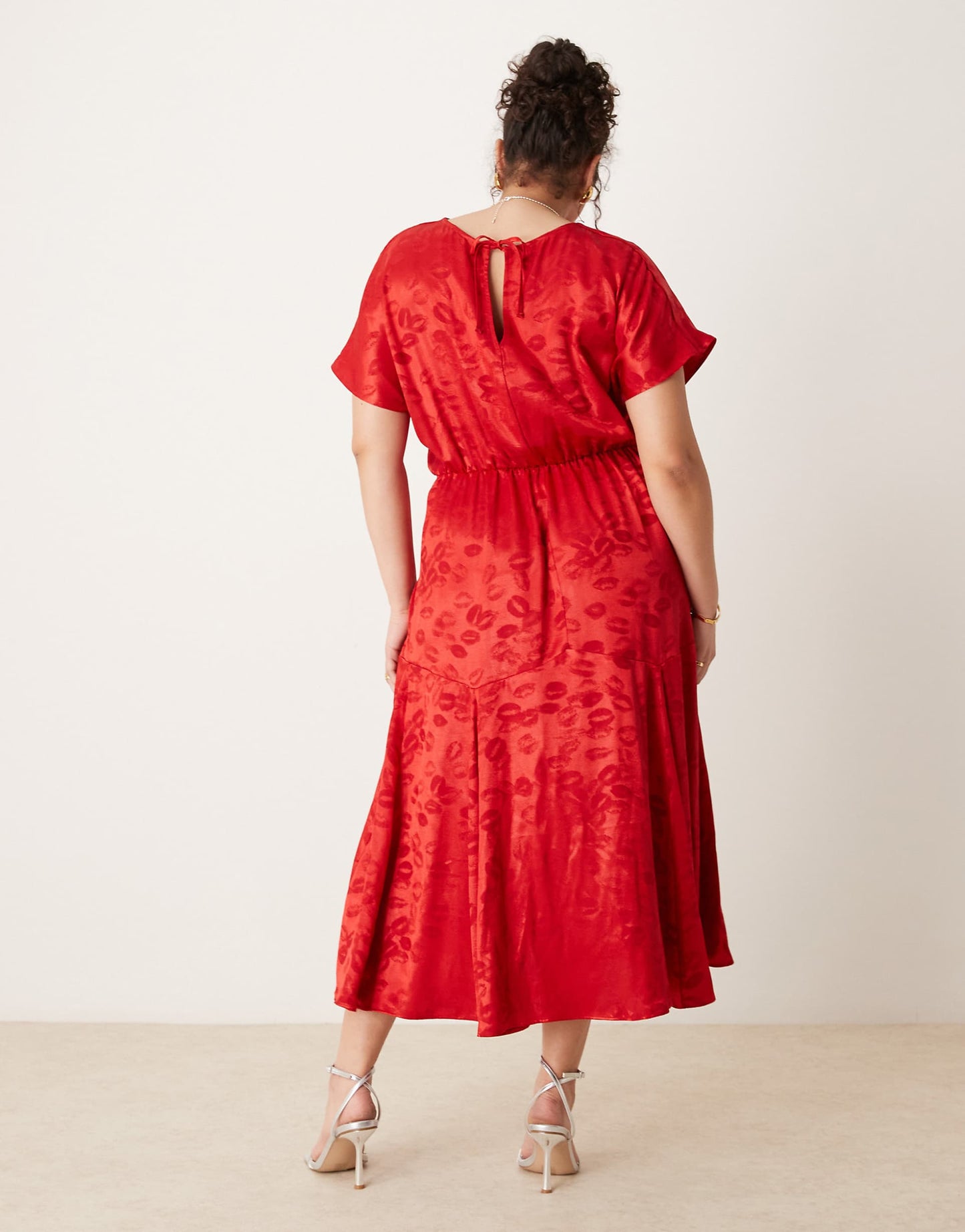 Plus Embossed Satin Midaxi Dress