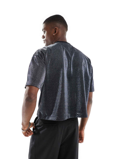 Crop Oversized V Neck T-Shirt With Number Front Print