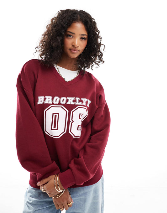 Brooklyn Applique Graphic Oversized Sweatshirt