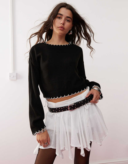 Blanket Stitch Knitted Jumper