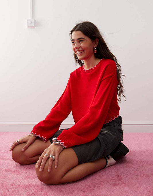 Blanket Stitch Knitted Jumper