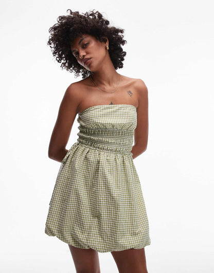 Lana Gingham Bubble Mini Dress