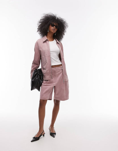 Co-Ord Premium Real Suede Jacket With Seam Detail