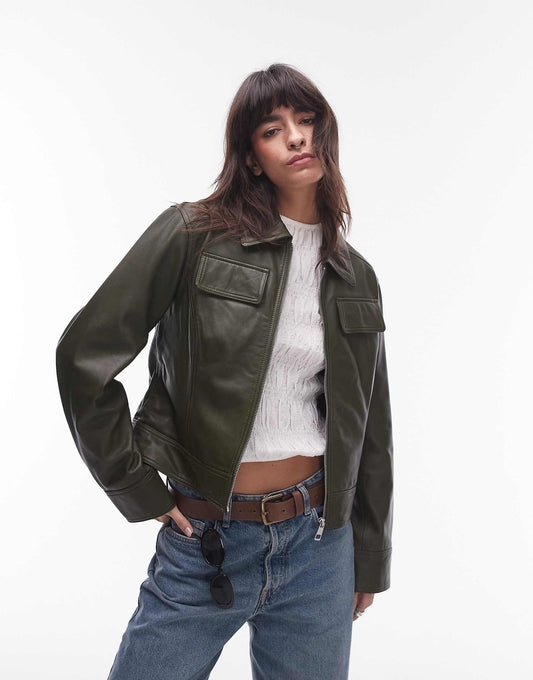 Premium Real Leather Boxy Jacket