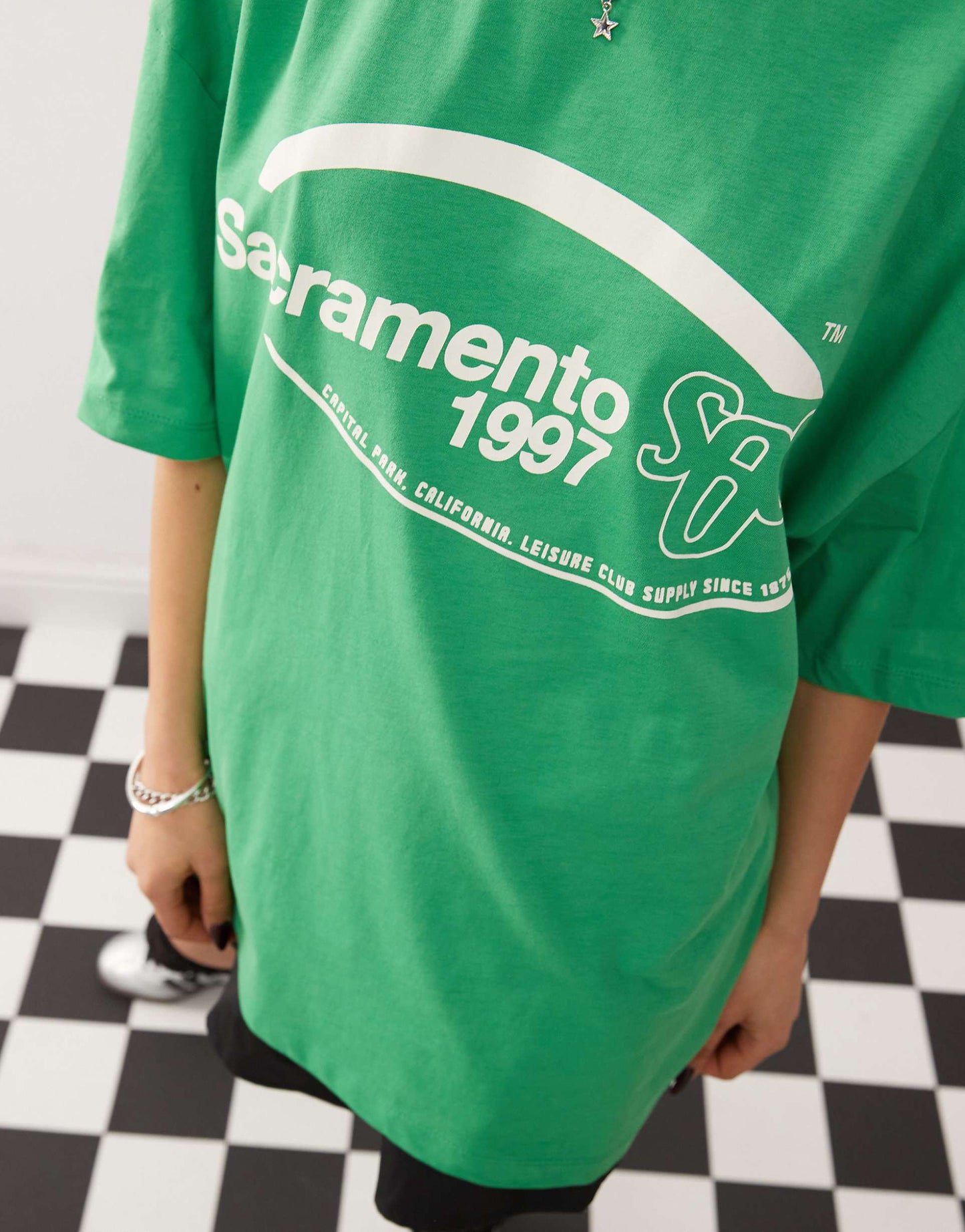 Oversized T-Shirt With Sacramento Sports Graphics