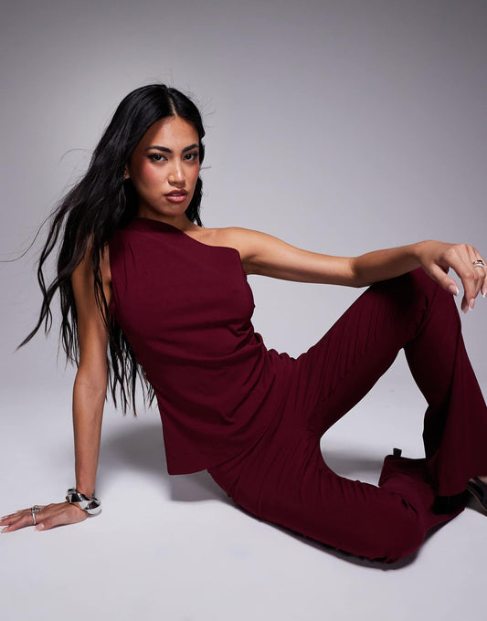 Bengaline One Shoulder Ruched Asymmetric Top Co-Ord