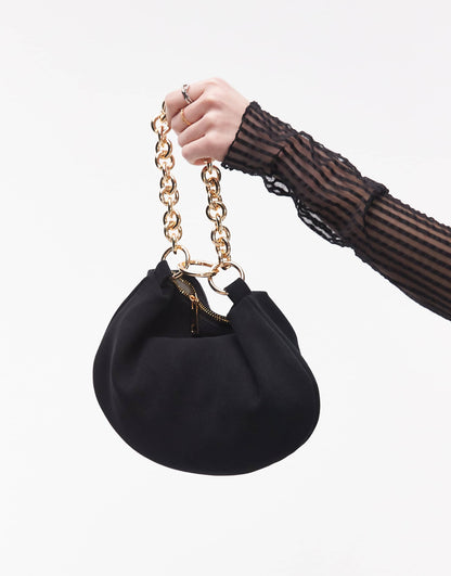 Gemima Chain Handle Suede Clutch Bag