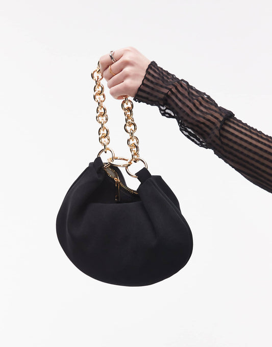Gemima Chain Handle Suede Clutch Bag