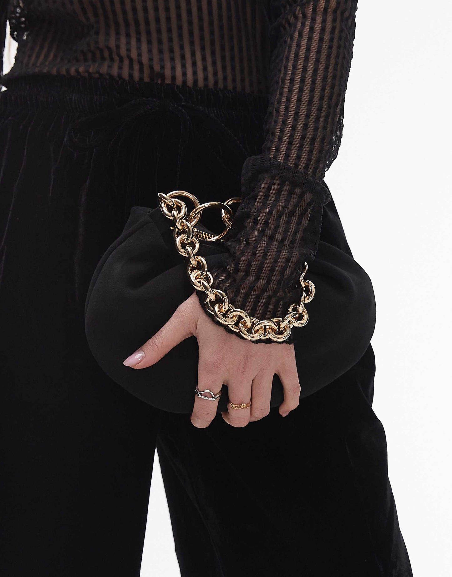 Gemima Chain Handle Suede Clutch Bag