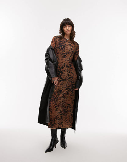 Crinkle Bambi Print Midaxi Dress
