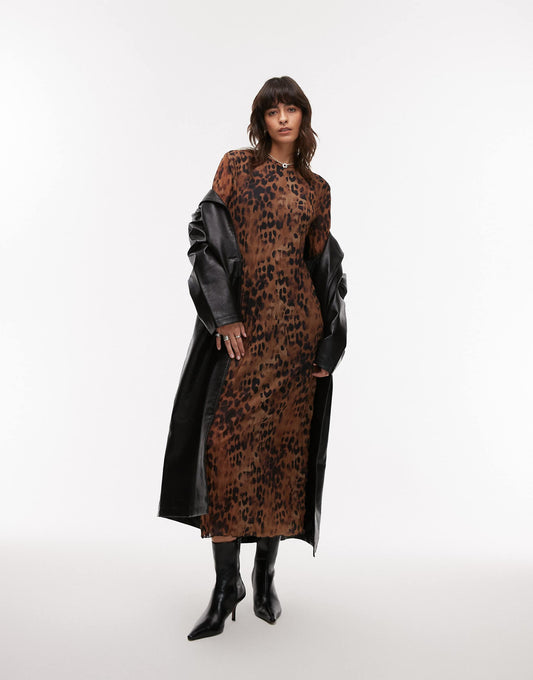 Crinkle Bambi Print Midaxi Dress
