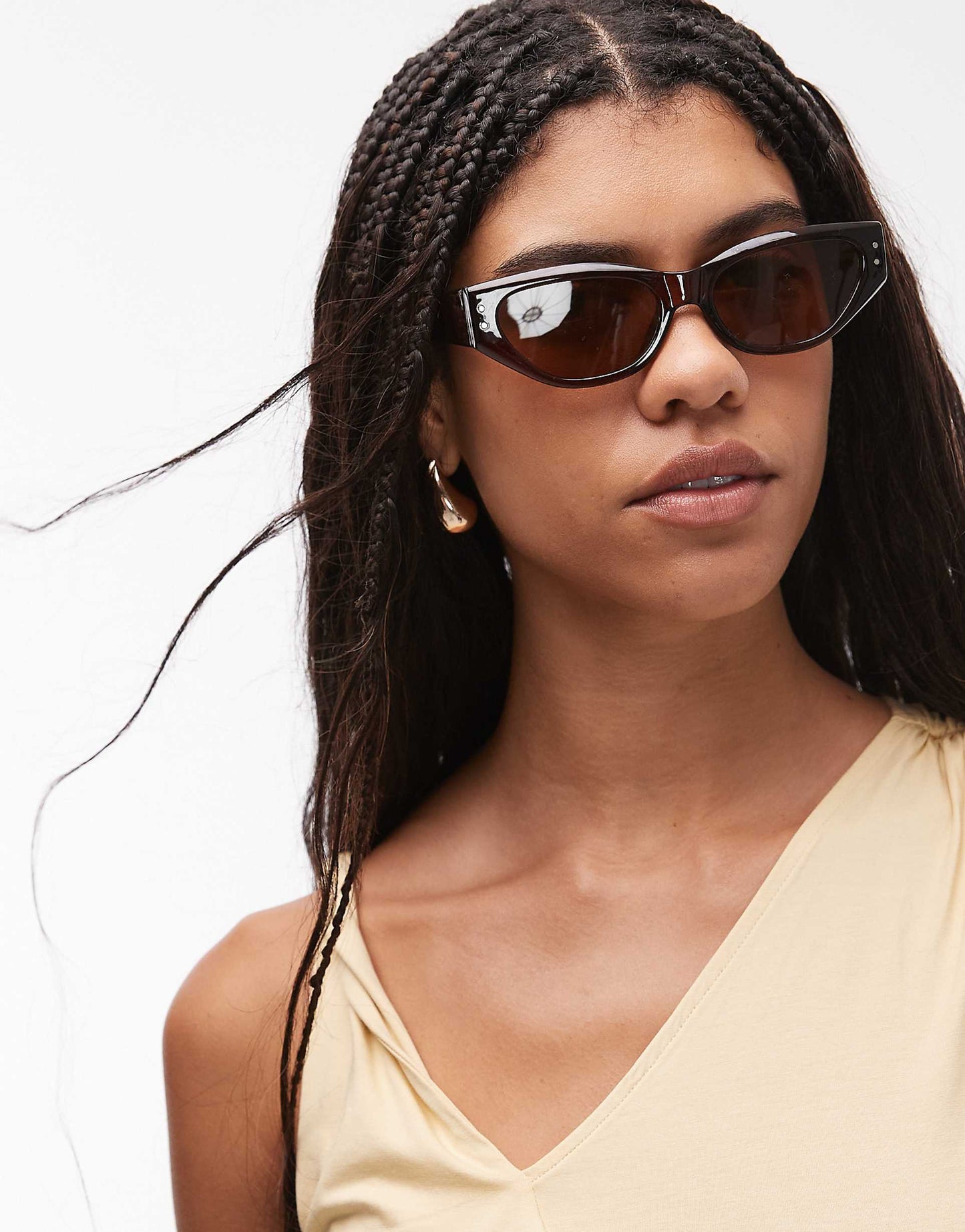 Bali Narrow Angular Cat Eye Sunglasses