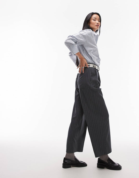 Wide Straight Leg Pinstripe Tailored Trouser Co-Ord
