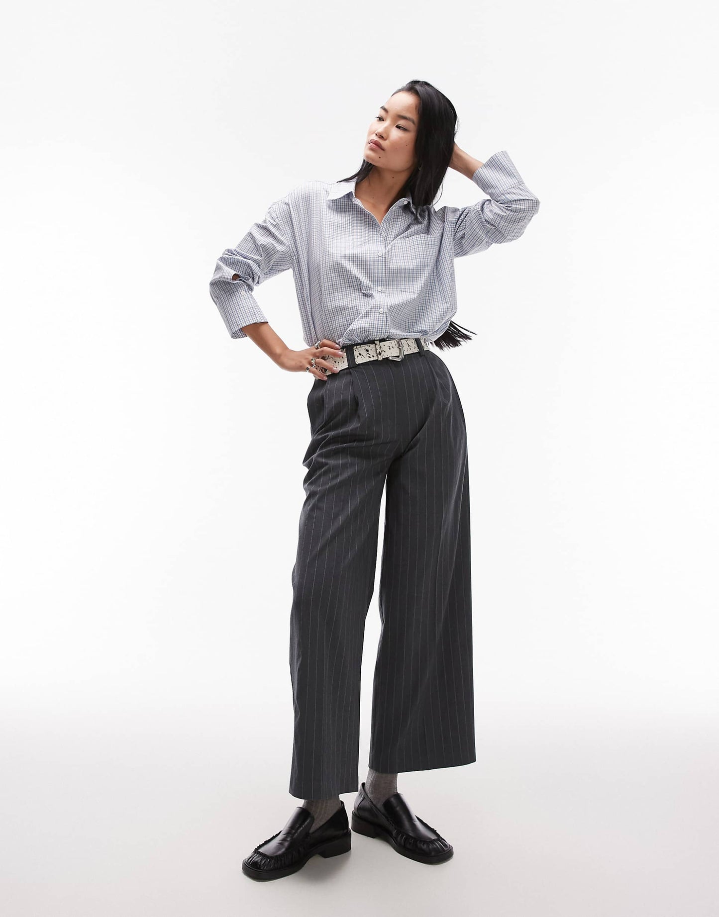 Wide Straight Leg Pinstripe Tailored Trouser Co-Ord