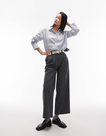 Wide Straight Leg Pinstripe Tailored Trouser Co-Ord