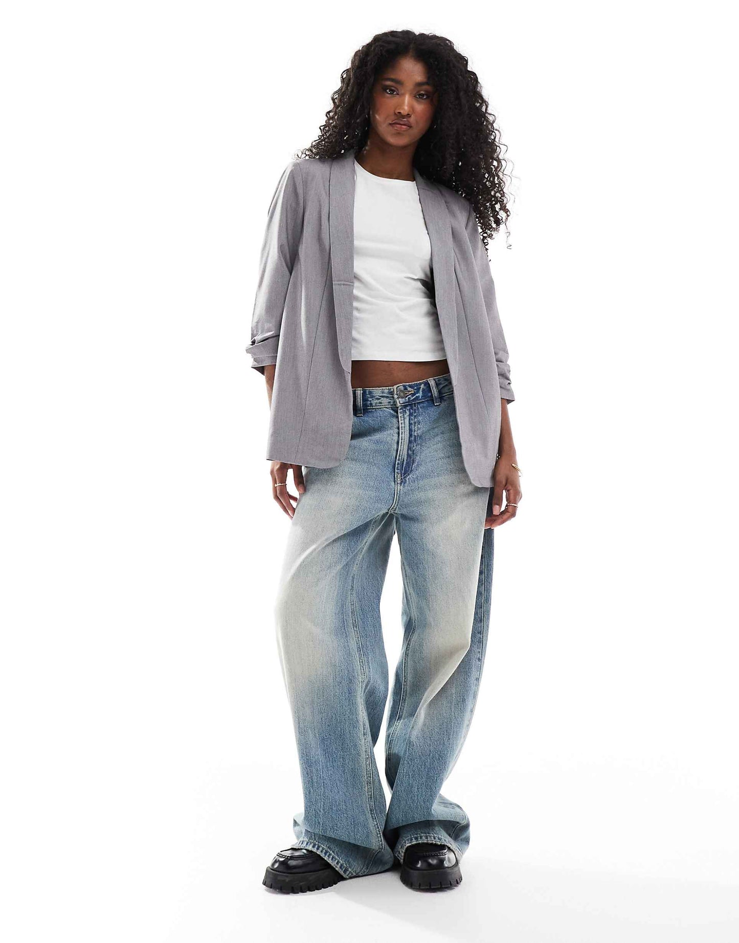 Ruched Sleeve Blazer