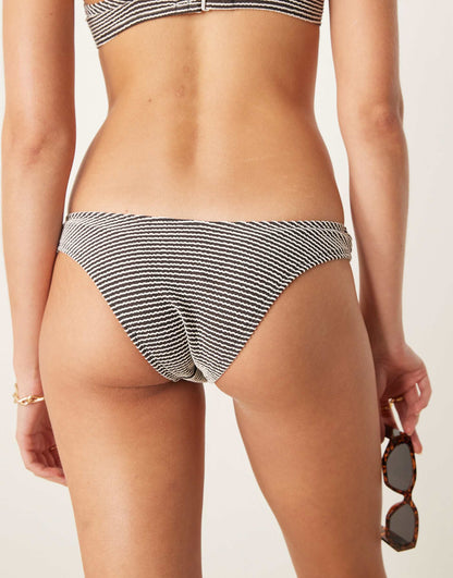 Crinkle Stripe High Leg Bikini Bottom