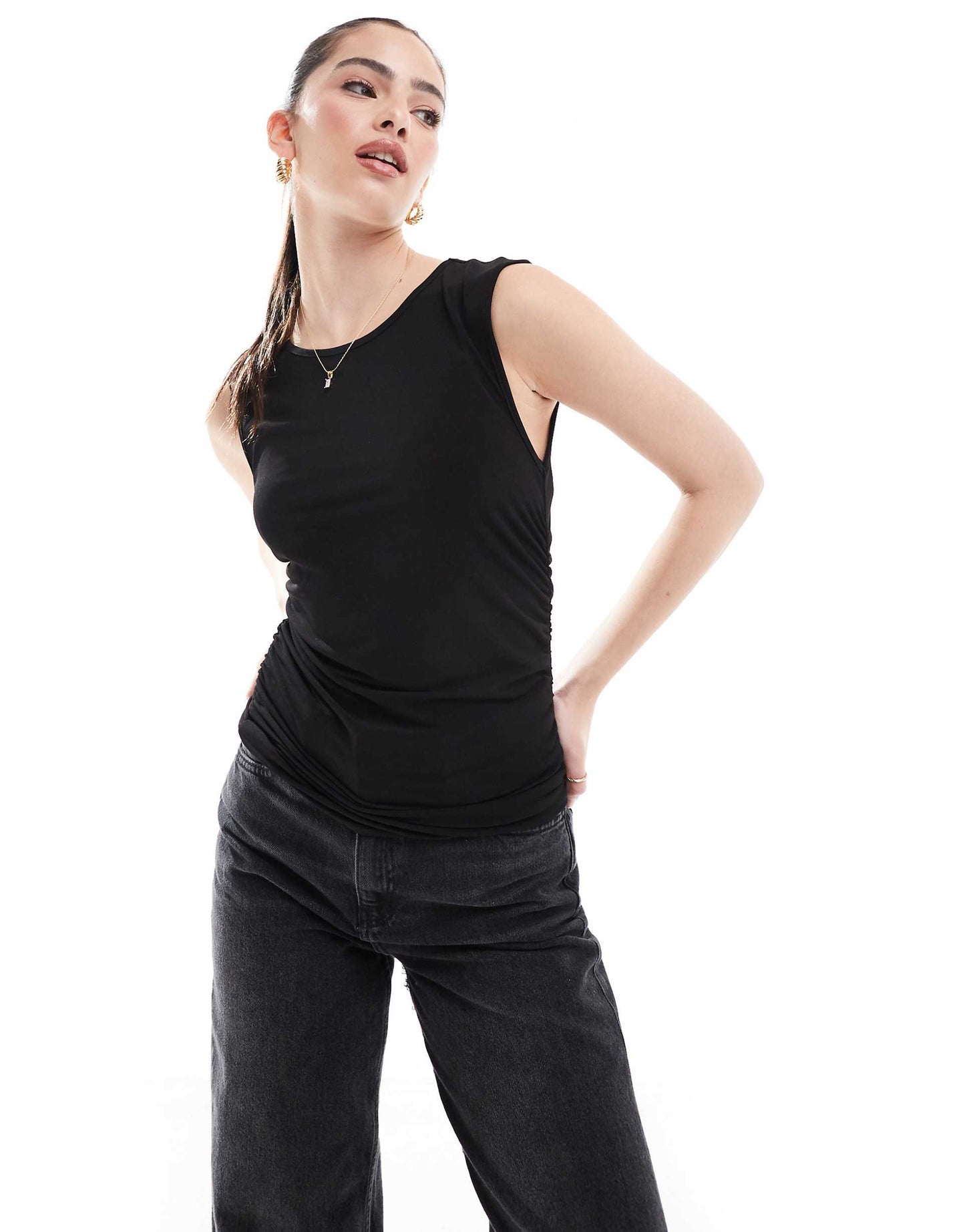 Jersey Ruched Sleeveless Top