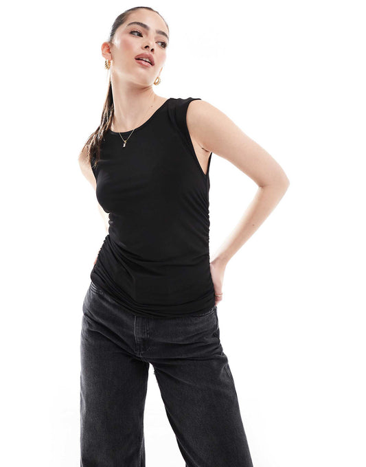 Jersey Ruched Sleeveless Top