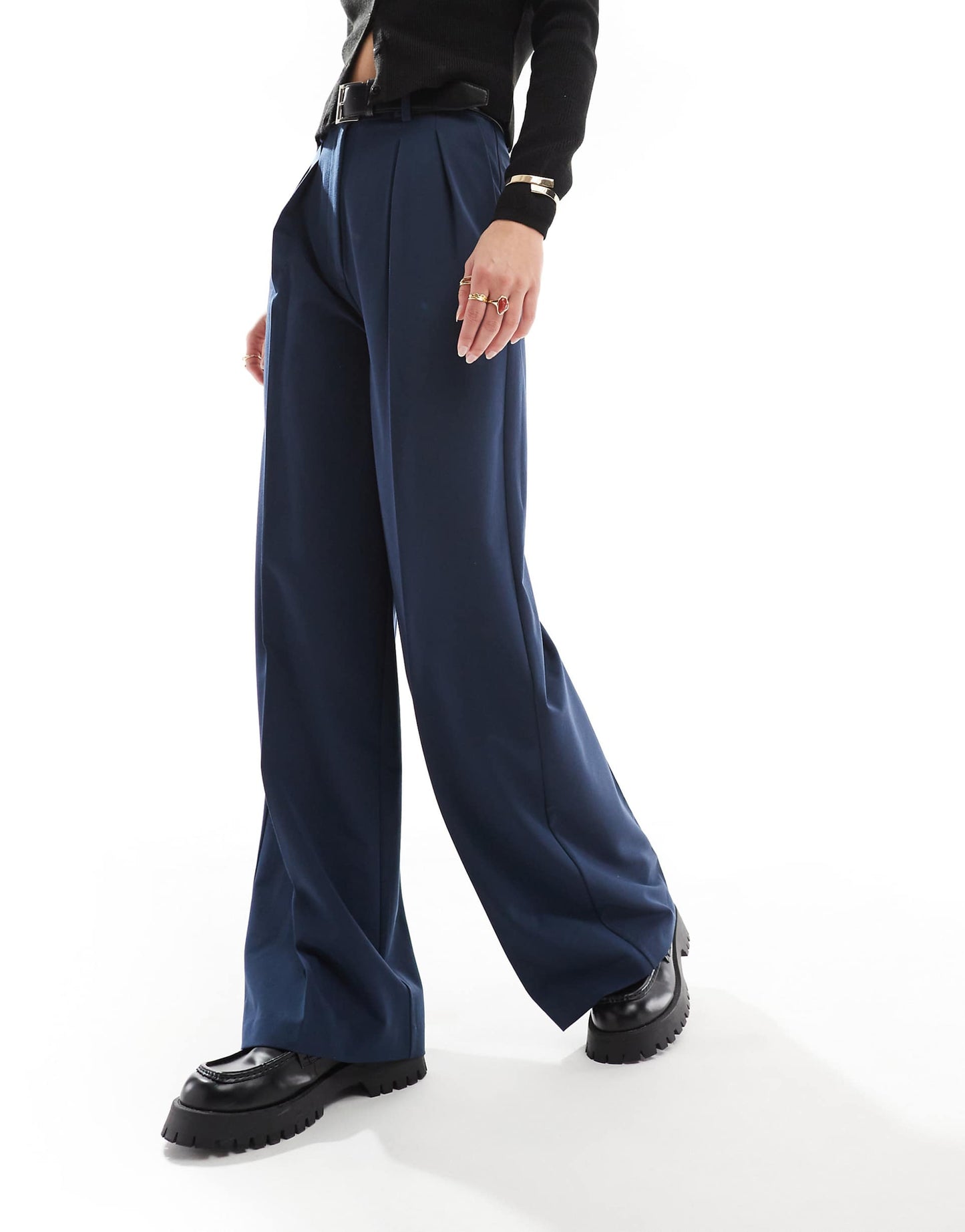 Tall Tailored Relaxed Trousers With Faux Leather Belt