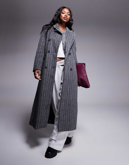 Pinstripe Double Breasted Coat