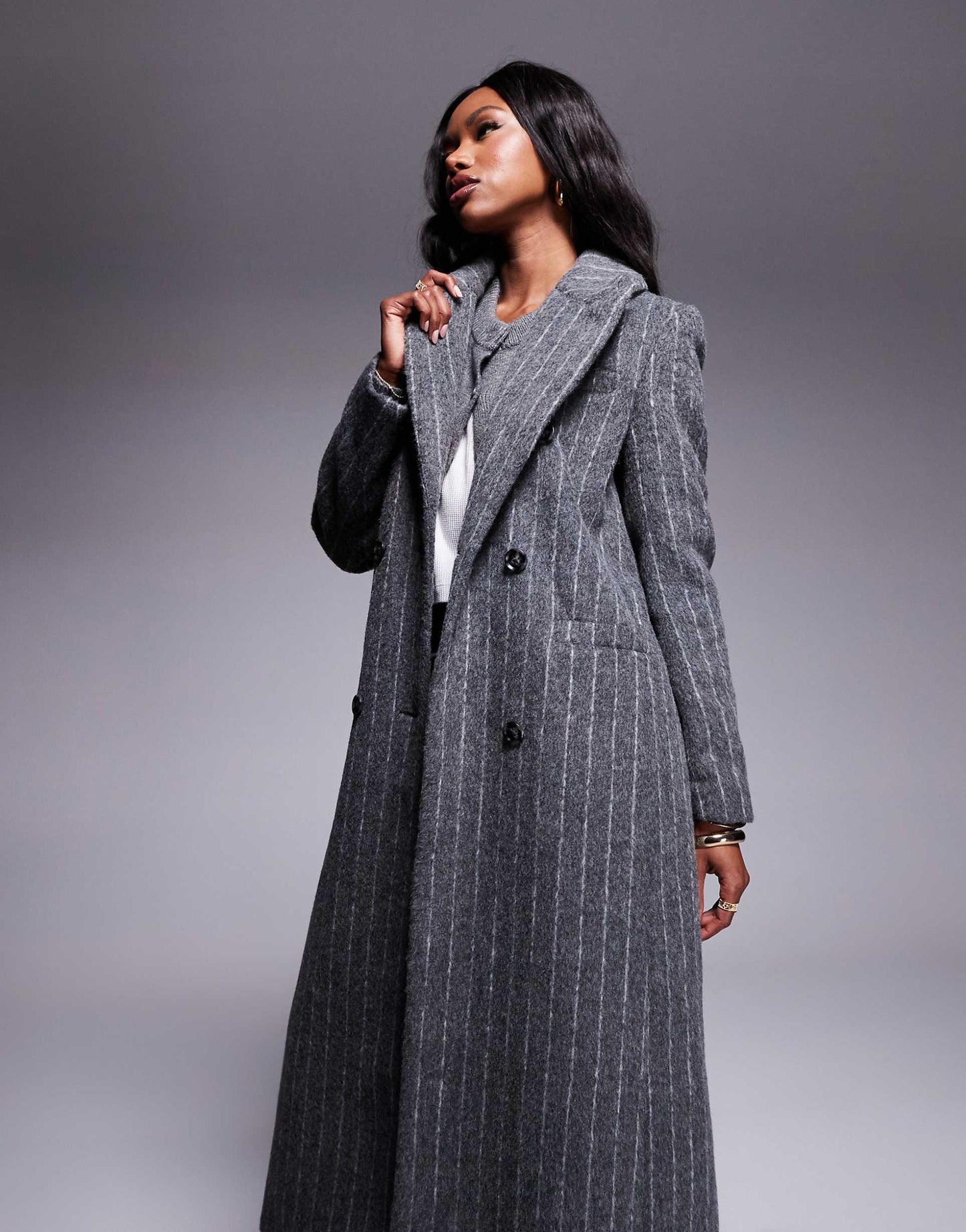 Pinstripe Double Breasted Coat