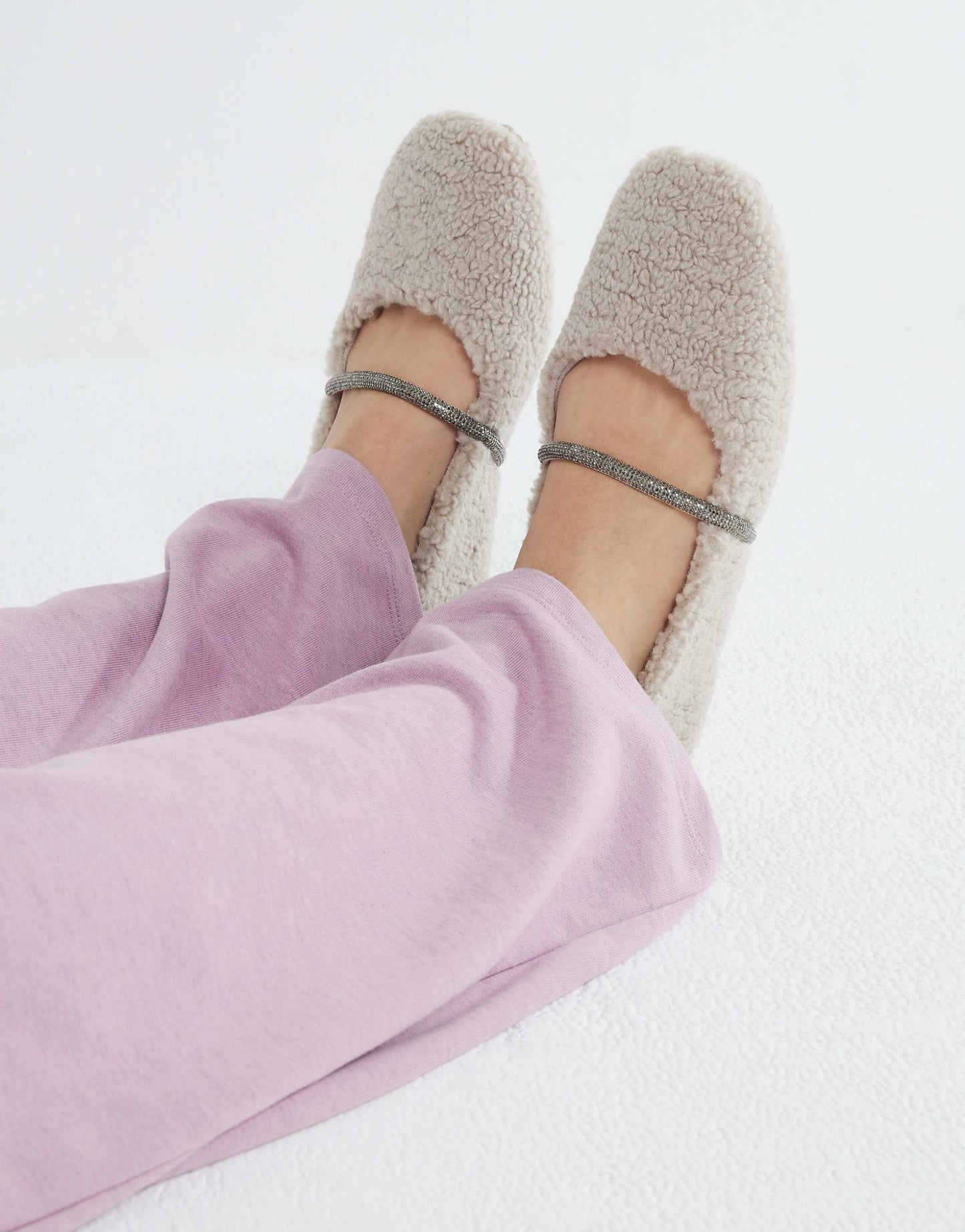 Fluffy Ballet Slipper With Diamante Detail