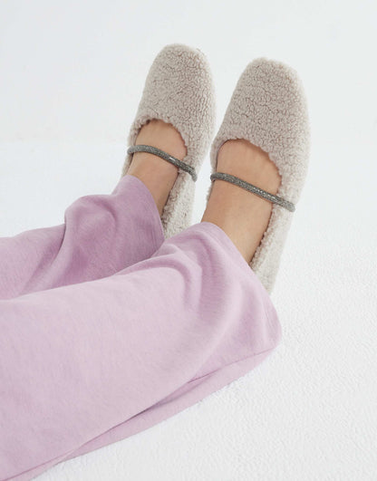 Fluffy Ballet Slipper With Diamante Detail