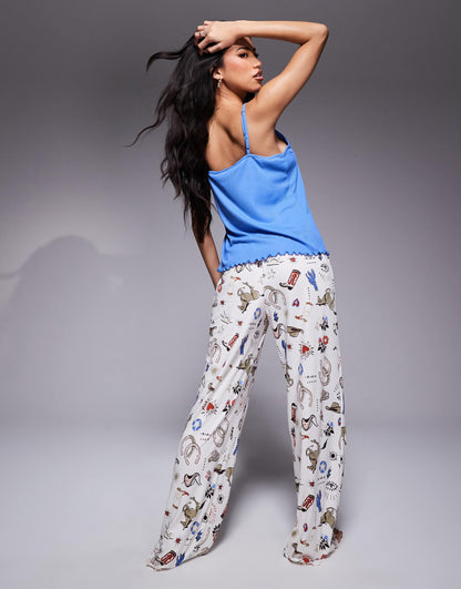 Western Print Cami And Trouser Pyjama Set