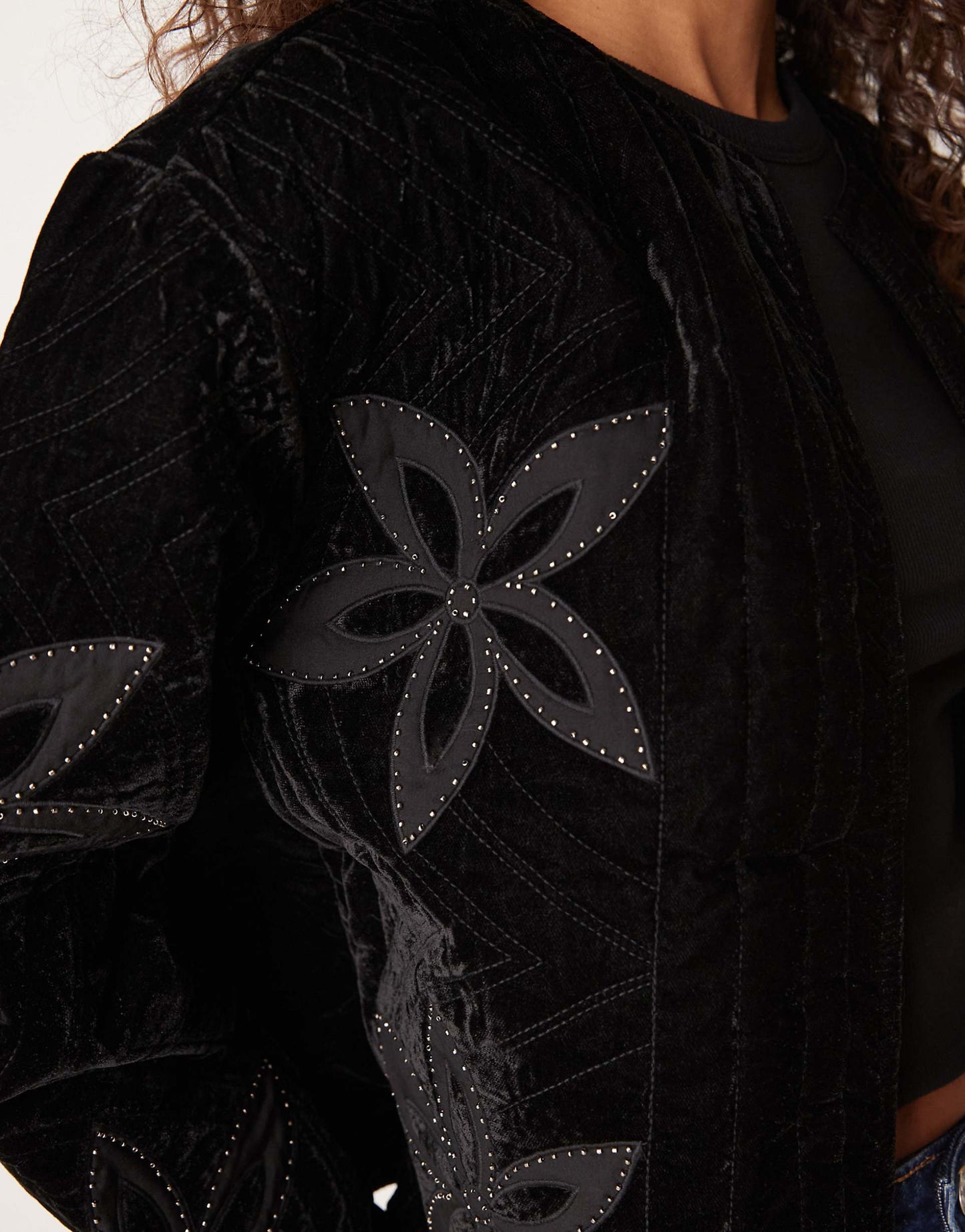 Velvet Floral Embellished Housecoat