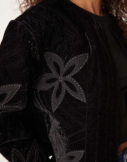 Velvet Floral Embellished Housecoat