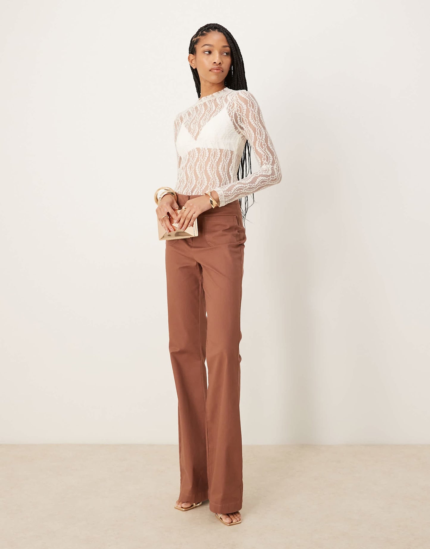 Tall Patch Pocket Flare Trousers