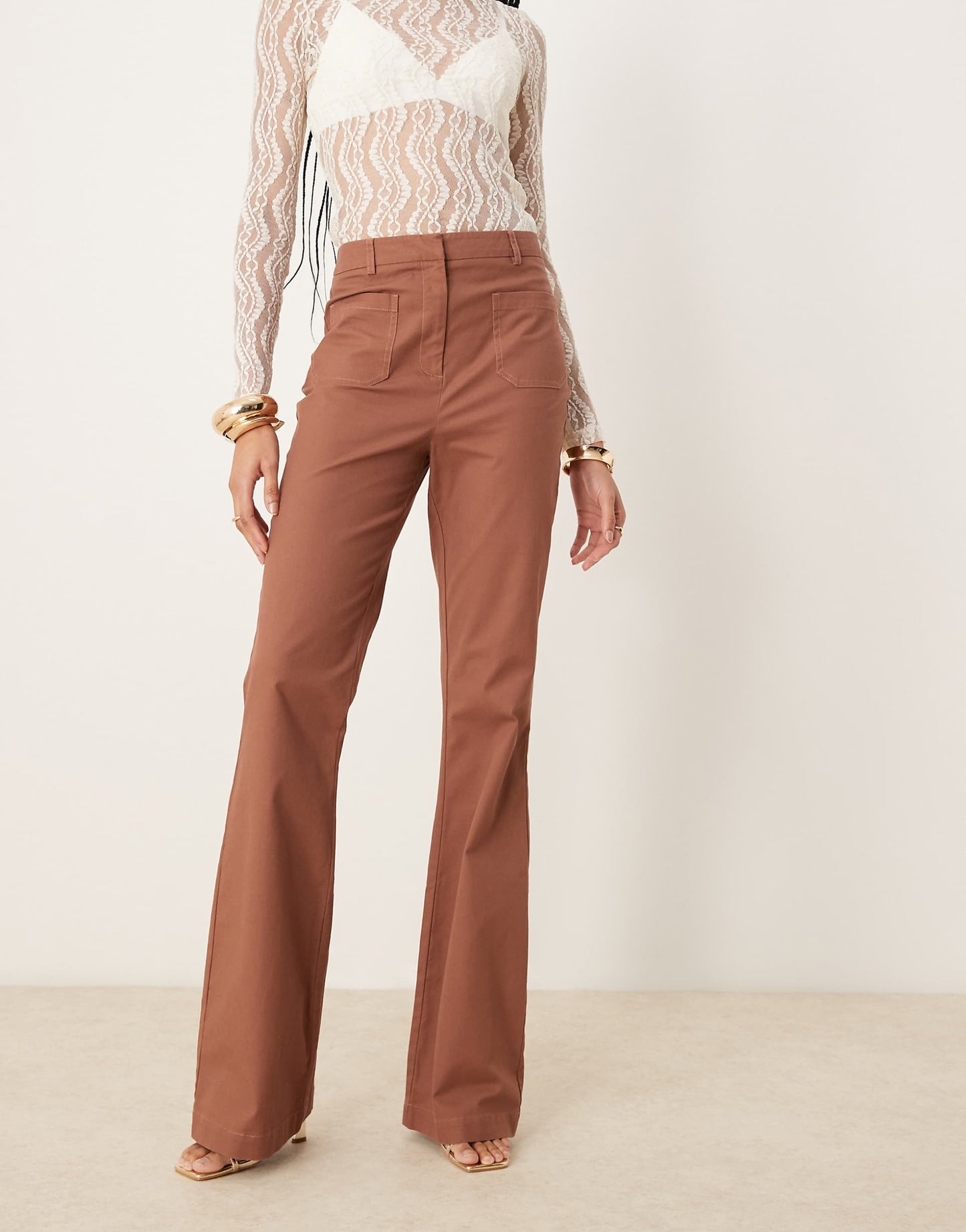 Tall Patch Pocket Flare Trousers