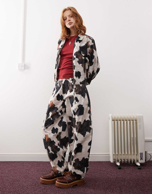 Cow Print Barrel Trouser Co-Ord