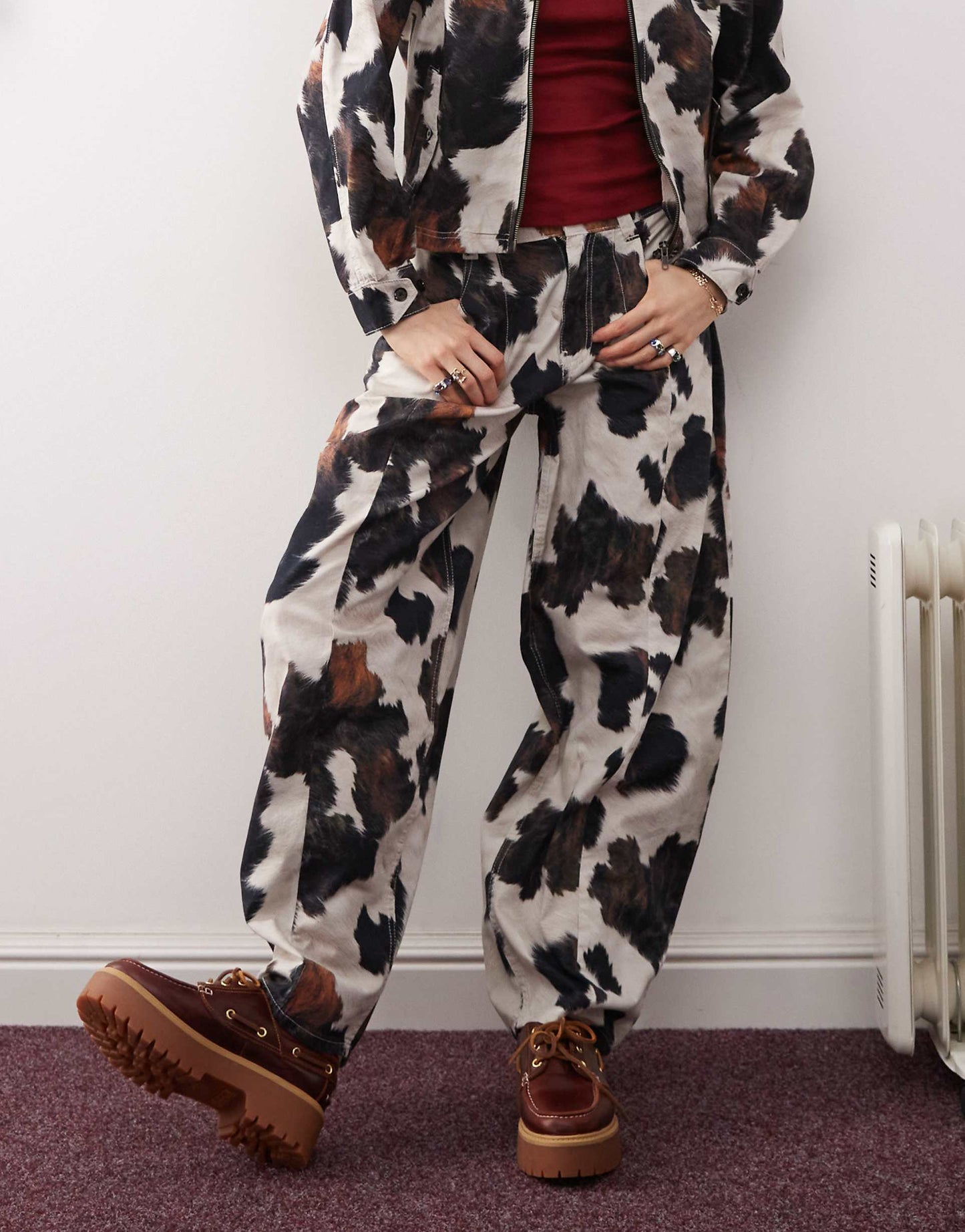Cow Print Barrel Trouser Co-Ord