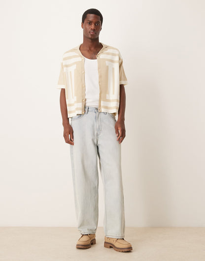 Oversized Boxy Knitted Shirt With Pattern