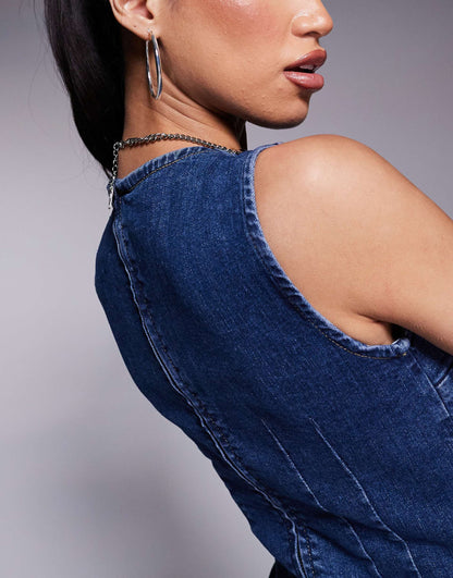 Fitted Denim Midi Dress