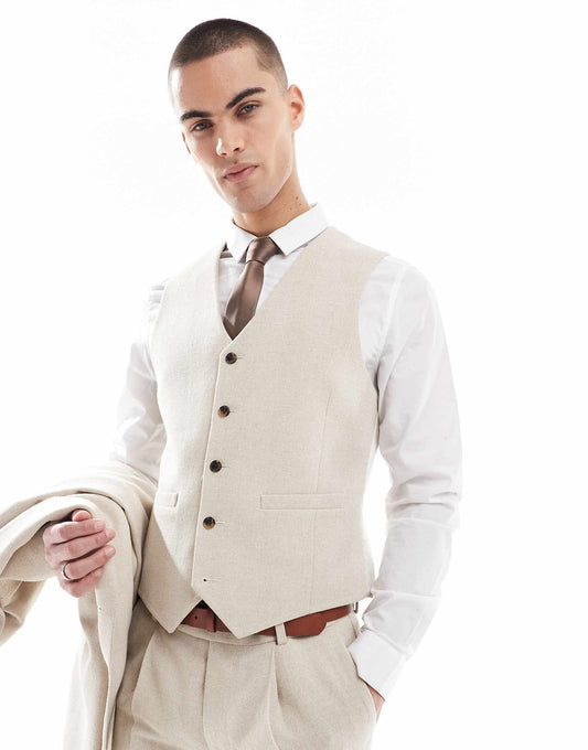 Skinny Wool Blend Suit Waistcoat