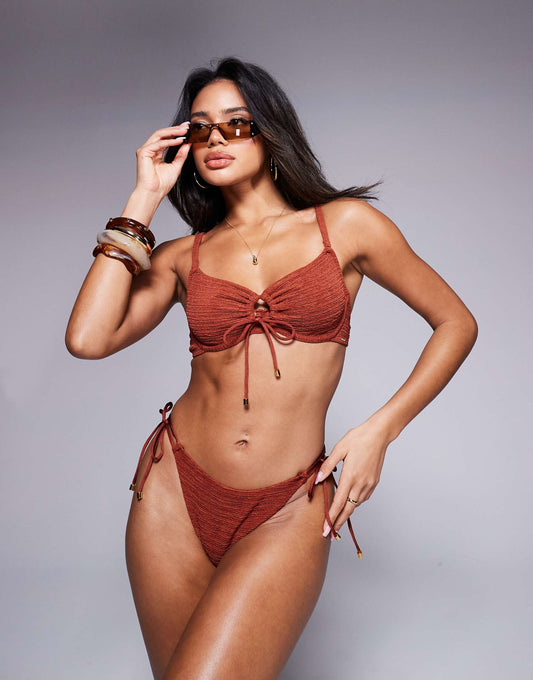 Amalfi Stripe Texture Balcontte Underwire Bikini Top