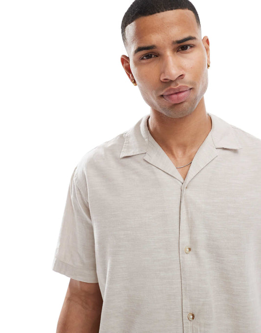 Revere Collar Linen Shirt