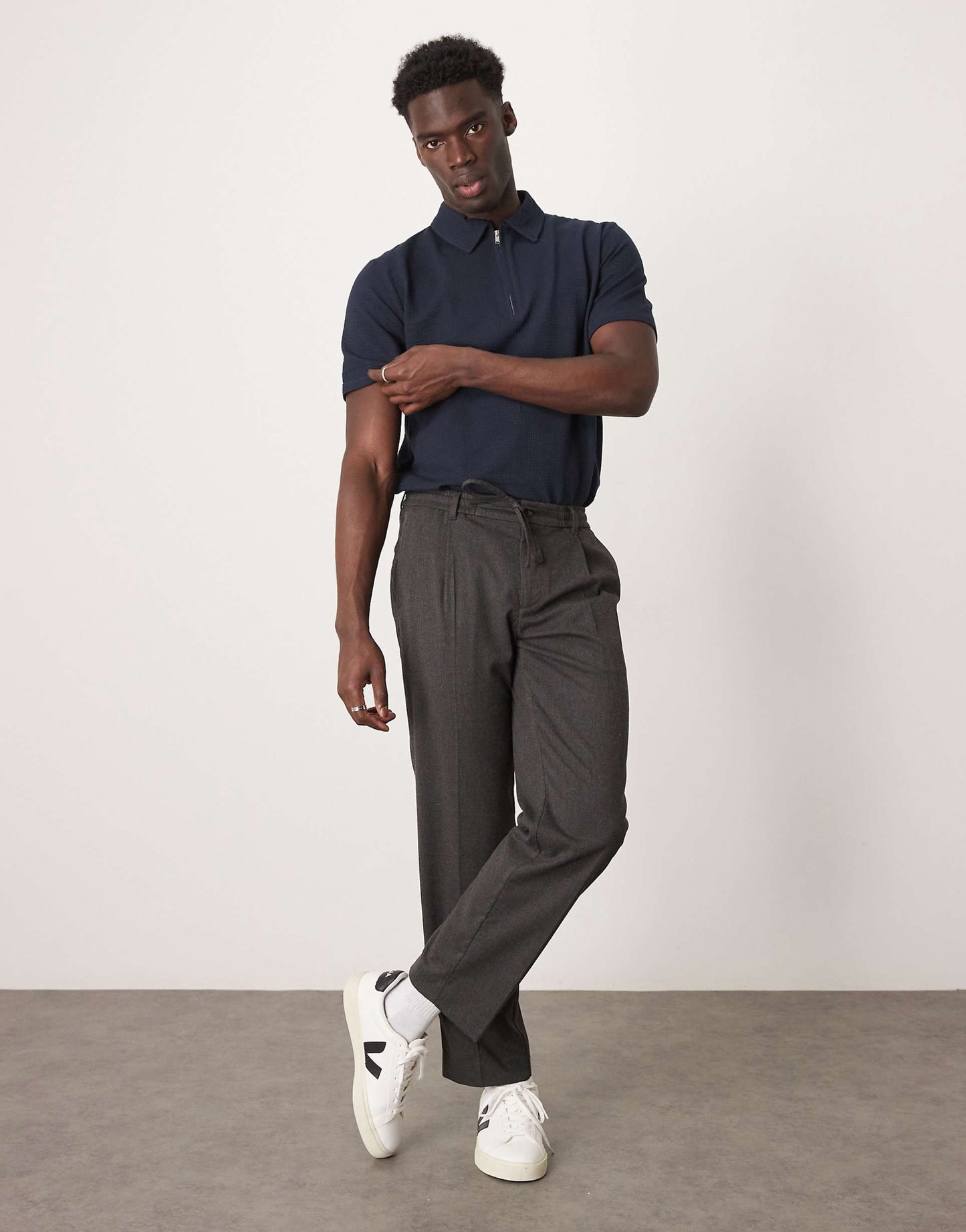 Half Zip Seersucker Polo Shirt