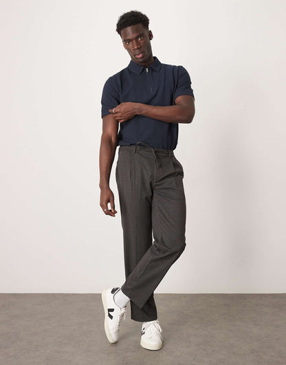 Half Zip Seersucker Polo Shirt