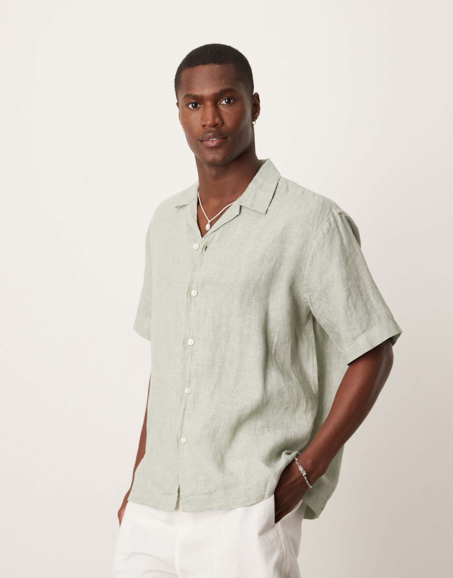 Linen Revere Collar Shirt