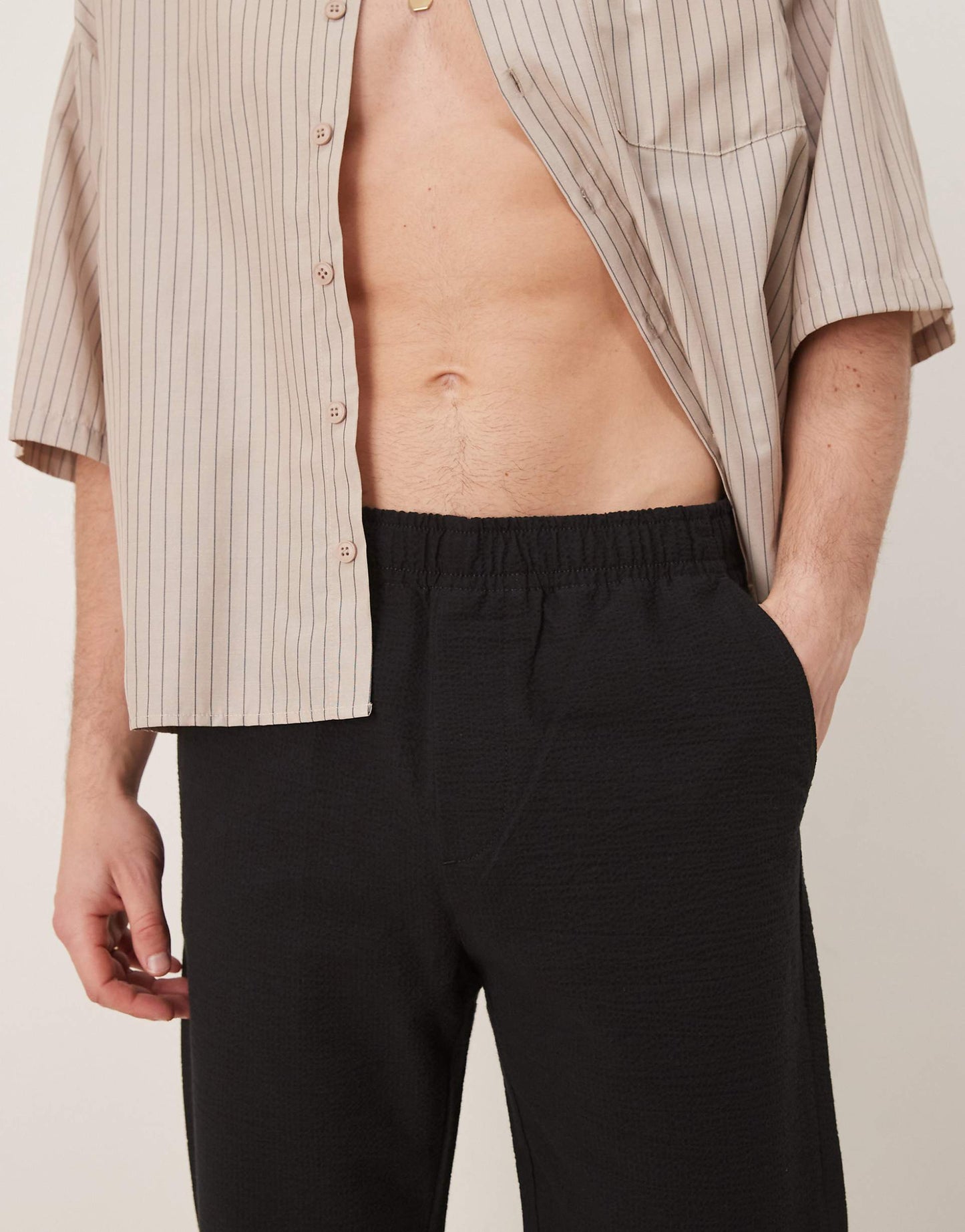 Straight Fit Seersucker Trousers