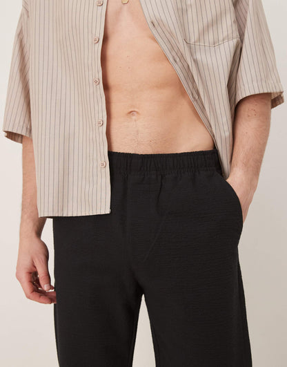 Straight Fit Seersucker Trousers