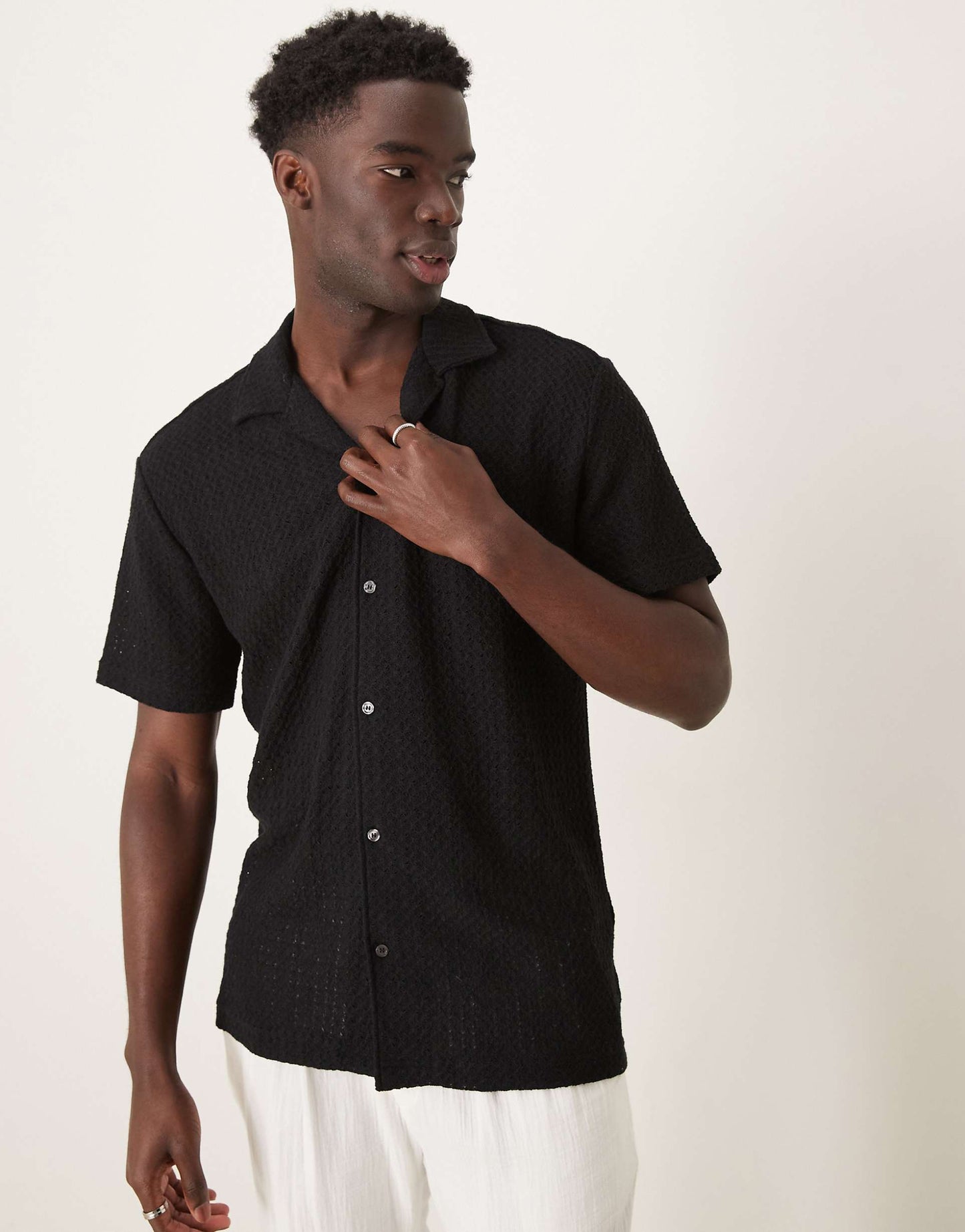 Textured Revere Collar Shirt