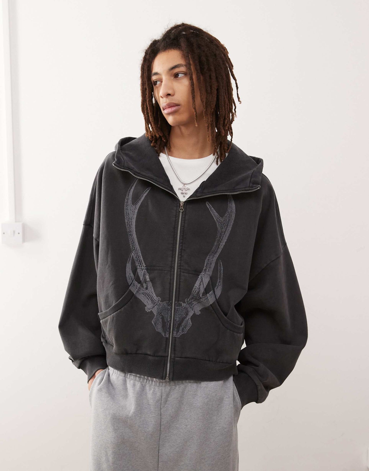 Graphic Zip Through Hoodie