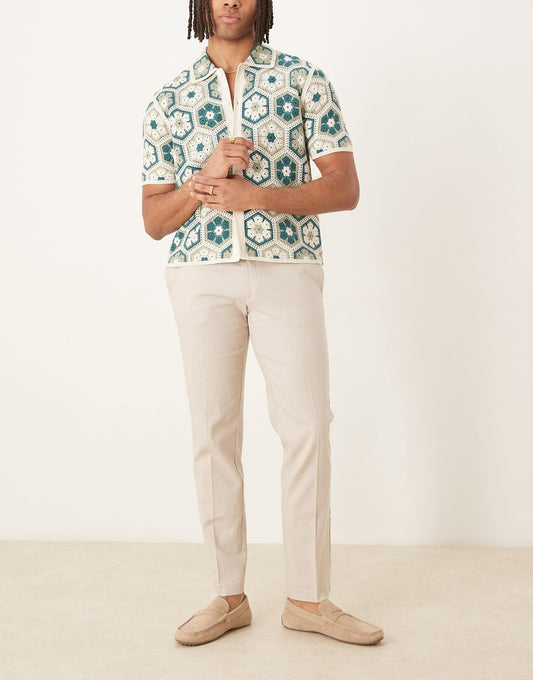 Smart Slim Fit Linen Blend Trousers