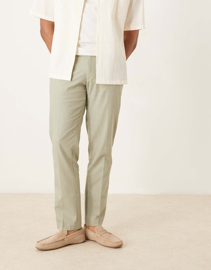 Smart Slim Fit Linen Blend Trousers